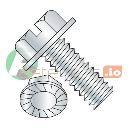 #6-32 X 3/8 In Slotted Hex Machine Screw, Zinc Plated Steel, 10000 PK